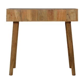 Linden Writing Desk Mango Wood Grey Fluted Painted Drawer With Candle Knob