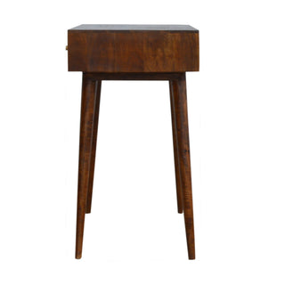 Deco Console Table with Drawers 3D Cube Carved Chestnut Mango Wood