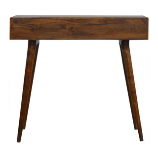 Flint Writing Desk Mango Wood Diamond Cube-Carved Drawer Chestnut With Open Slot