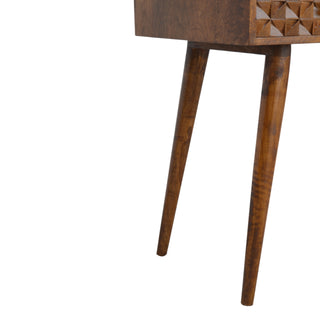 Ember Console Table with Drawers Diamond Carved Chestnut Mango Wood
