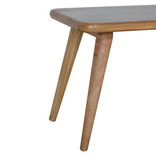 Fern Hallway Bench Solid Mango Wood Botanical Leaf Resin Inlay Tapered Oak Legs