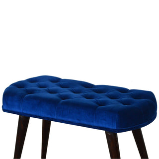 Cobalt Upholstered Bench Royal Blue Velvet Deep Button Tufted Rectangular Nordic Legs
