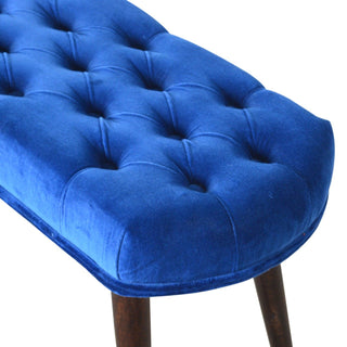 Cobalt Upholstered Bench Royal Blue Velvet Deep Button Tufted Rectangular Nordic Legs