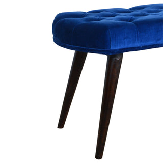 Cobalt Upholstered Bench Royal Blue Velvet Deep Button Tufted Rectangular Nordic Legs