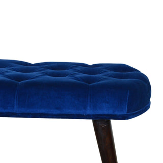 Cobalt Upholstered Bench Royal Blue Velvet Deep Button Tufted Rectangular Nordic Legs