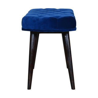 Cobalt Upholstered Bench Royal Blue Velvet Deep Button Tufted Rectangular Nordic Legs