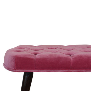 Petal Upholstered Bench Dusty Rose Velvet Deep Button Tufted Compact Nordic Legs