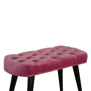Petal Upholstered Bench Dusty Rose Velvet Deep Button Tufted Compact Nordic Legs