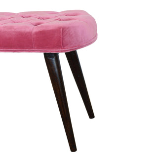 Petal Upholstered Bench Dusty Rose Velvet Deep Button Tufted Compact Nordic Legs