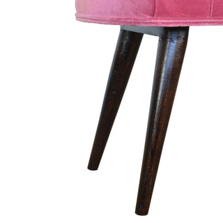 Petal Upholstered Bench Dusty Rose Velvet Deep Button Tufted Compact Nordic Legs