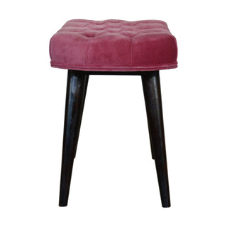 Petal Upholstered Bench Dusty Rose Velvet Deep Button Tufted Compact Nordic Legs