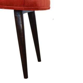 Ember Upholstered Bench Brick Red Velvet Deep Button Tufted Compact Nordic Legs