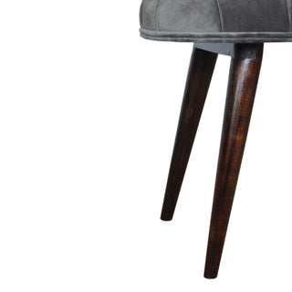 Slate Upholstered Bench Grey Velvet Deep Button Tufted Compact Rectangular Nordic Legs