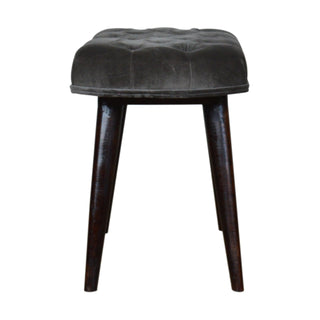 Slate Upholstered Bench Grey Velvet Deep Button Tufted Compact Rectangular Nordic Legs