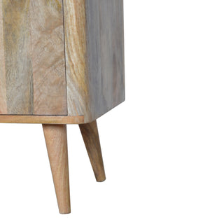 Folia Sideboard Cabinet White Resin Botanical Leaf Embossed Raw Oak Twin-Door