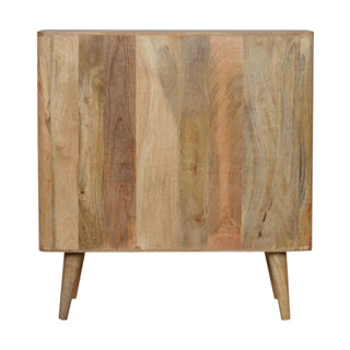 Folia Sideboard Cabinet White Resin Botanical Leaf Embossed Raw Oak Twin-Door