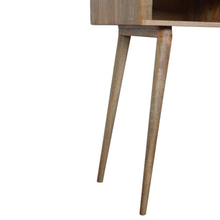 Fern Writing Desk Mango Wood Resin Leaf Embossed Top With Flush Drawer