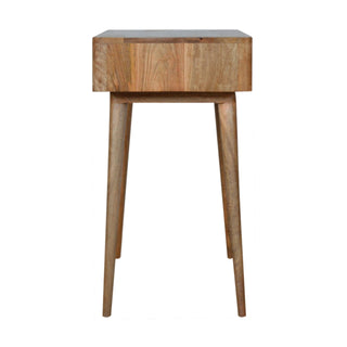 Fern Writing Desk Mango Wood Resin Leaf Embossed Top With Flush Drawer