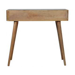Fern Writing Desk Mango Wood Resin Leaf Embossed Top With Flush Drawer