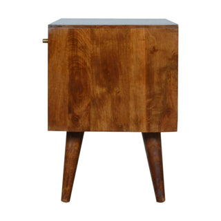 Aurelia Sideboard Cabinet with Gold Abstract Inlay Sliding Doors and Tapered Legs