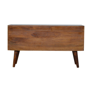 Aurelia Sideboard Cabinet with Gold Abstract Inlay Sliding Doors and Tapered Legs