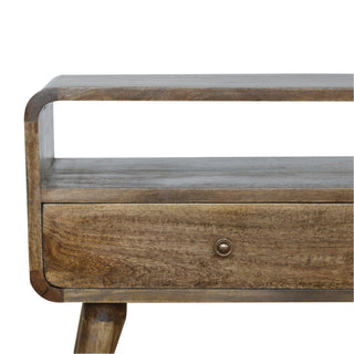 Frost Media Unit Grey-Washed Mango Wood Reverse-Curve Body Twin Drawers with Scandinavian Legs