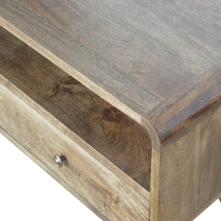Frost Media Unit Grey-Washed Mango Wood Reverse-Curve Body Twin Drawers with Scandinavian Legs