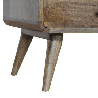 Frost Media Unit Grey-Washed Mango Wood Reverse-Curve Body Twin Drawers with Scandinavian Legs