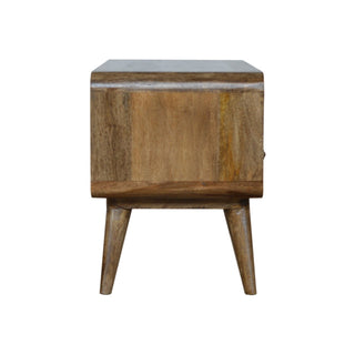Frost Media Unit Grey-Washed Mango Wood Reverse-Curve Body Twin Drawers with Scandinavian Legs