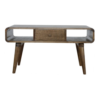Slate Coffee Table with Drawer Open Loop Ends Mango Wood Grey Washed