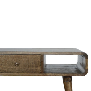 Slate Coffee Table with Drawer Open Loop Ends Mango Wood Grey Washed