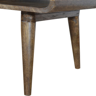 Slate Coffee Table with Drawer Open Loop Ends Mango Wood Grey Washed