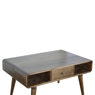 Slate Coffee Table with Drawer Open Loop Ends Mango Wood Grey Washed