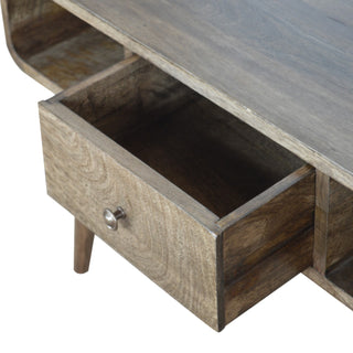 Slate Coffee Table with Drawer Open Loop Ends Mango Wood Grey Washed