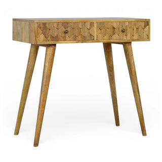 Mid-Century Modern Solid Wood Carved Console Table