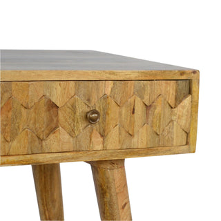 Mid-Century Modern Solid Wood Carved Console Table