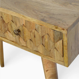 Mid-Century Modern Solid Wood Carved Console Table