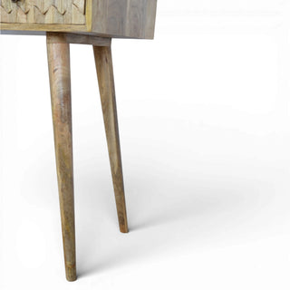 Mid-Century Modern Solid Wood Carved Console Table