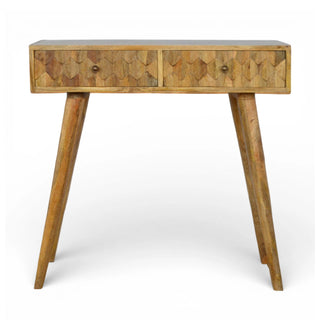 Mid-Century Modern Solid Wood Carved Console Table
