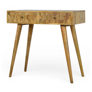 Mid-Century Modern Solid Wood Carved Console Table