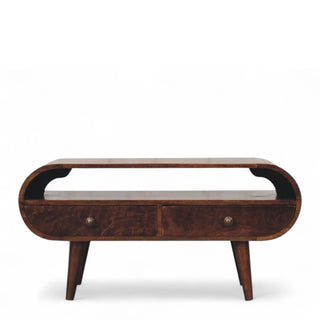 Mid-Century Modern Walnut Circular TV Stand