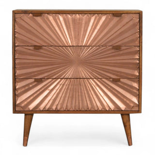 Mid-Century Modern Rose Gold 3-Drawer Dresser
