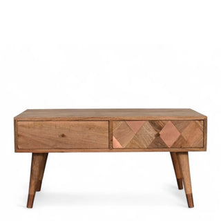 Oak-ish Coffee Table with Copper Brass Inlay | Solid Wood