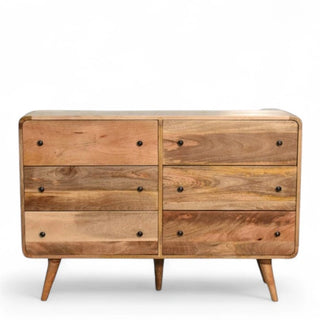 Mid-Century Modern Oak Curved 4-Drawer Dresser