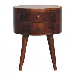 Mid-Century Modern Solid Wood 2-Drawer Nightstand