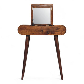 Mid-Century Modern Chestnut Vanity with Foldable Mirror