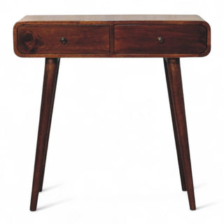 Mid-Century Modern Chestnut Curved Console Table