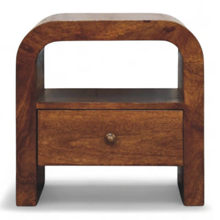 Mid-Century Modern Chestnut Nightstand with Drawer and Shelf