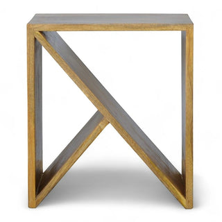 Geometric Library Side Table | Solid Mango Wood