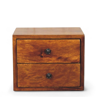Mid-Century Modern Chestnut 2-Drawer Wall-Mounted Nightstand